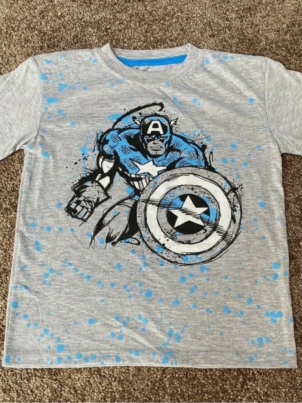 Captain America Graphic Tee for Kids - Gray & Blue